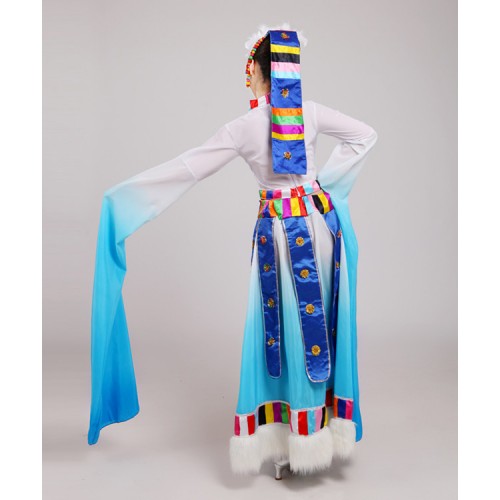 Chinese folk dance dresses Tibet mongolian dance robes  for women female Tibet minority stage performance dress costumes
